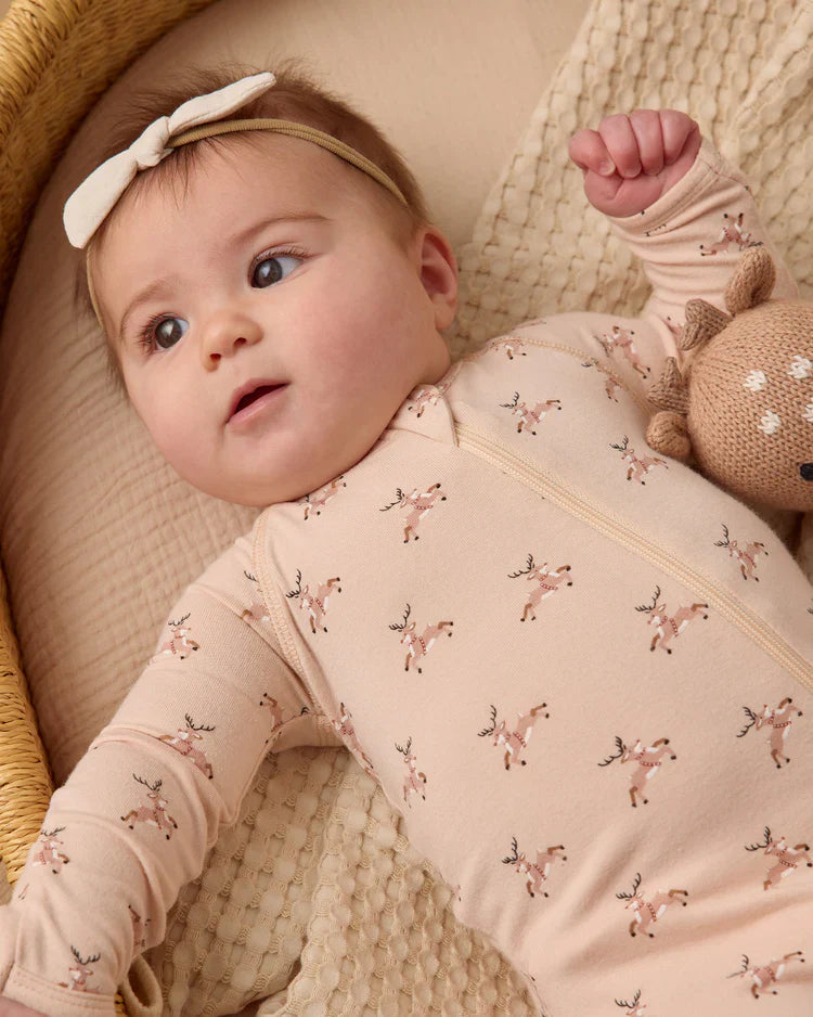 Bamboo Zip Footie | Reindeer | Quincy Mae