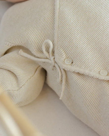 Wrap Knit Footie | Heathered Natural | Quincy Mae