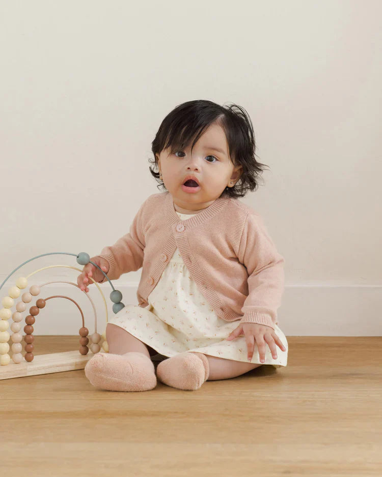 Knit Cardigan | Heathered Rose | Quincy Mae