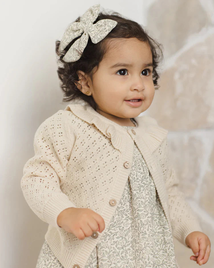 Ruffle Collar Cardigan | Natural | Quincy Mae