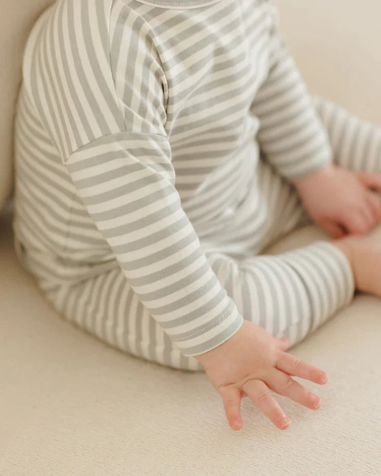 Drawstring Pant | Sage Stripe | Quincy Mae