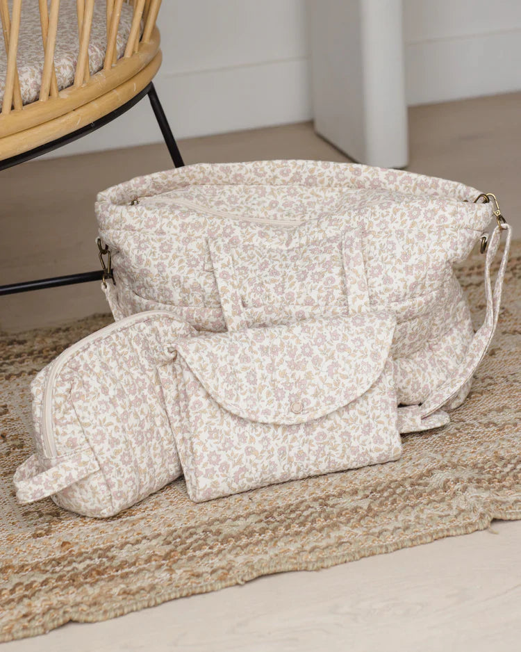 Diaper Bag + Changing Mat | Wildflower Woven | Quincy Mae