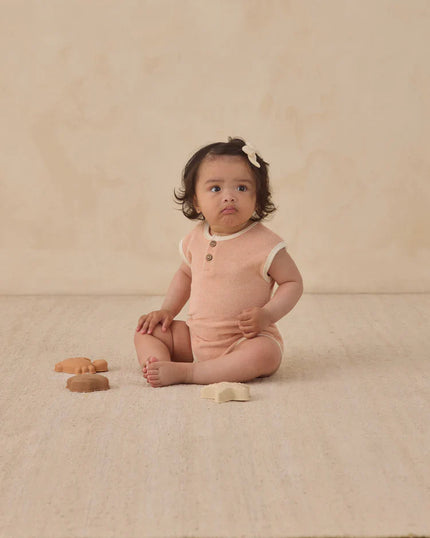 Terry Cloth Romper | Melon | Quincy Mae