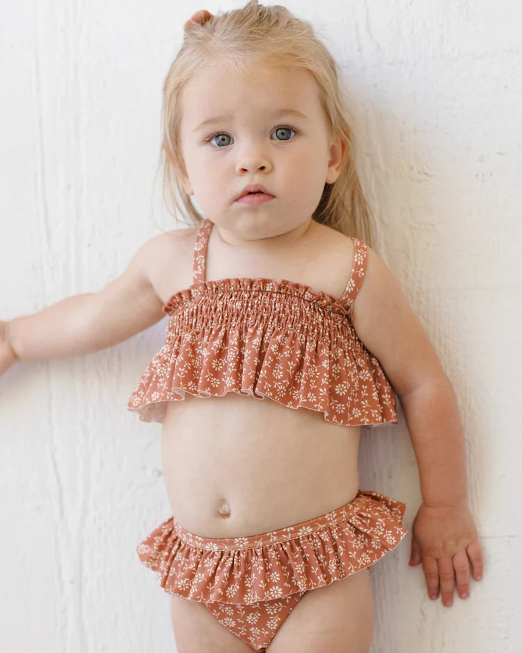 Smocked Ruffle Bikini | Poppy Floral | Quincy Mae