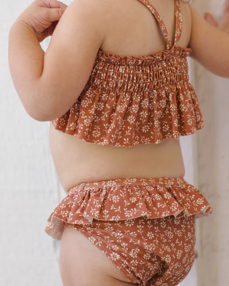 Smocked Ruffle Bikini | Poppy Floral | Quincy Mae
