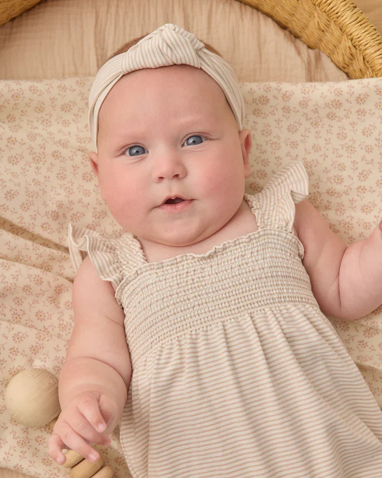 Knotted Headband | Oat Micro Stripe | Quincy Mae
