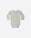 Side Snap Bodysuit | Sage Micro Stripe | Quincy Mae