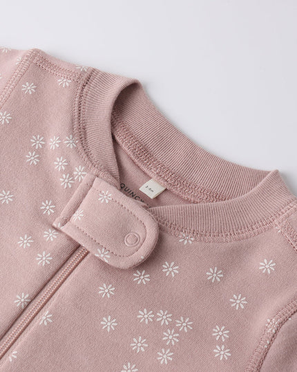 Zip Longsleeve Sleeper | Mauve Daisy | Quincy Mae