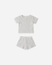 Waffle Shortie Set | Sage Stripe | Quincy Mae