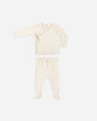 Wrap Top + Footed Pant Set | Natural | Quincy Mae
