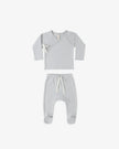 Wrap Top + Footed Pant Set | Sky | Quincy Mae