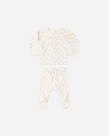 Wrap Top + Footed Pant Set | Flower Field | Quincy Mae