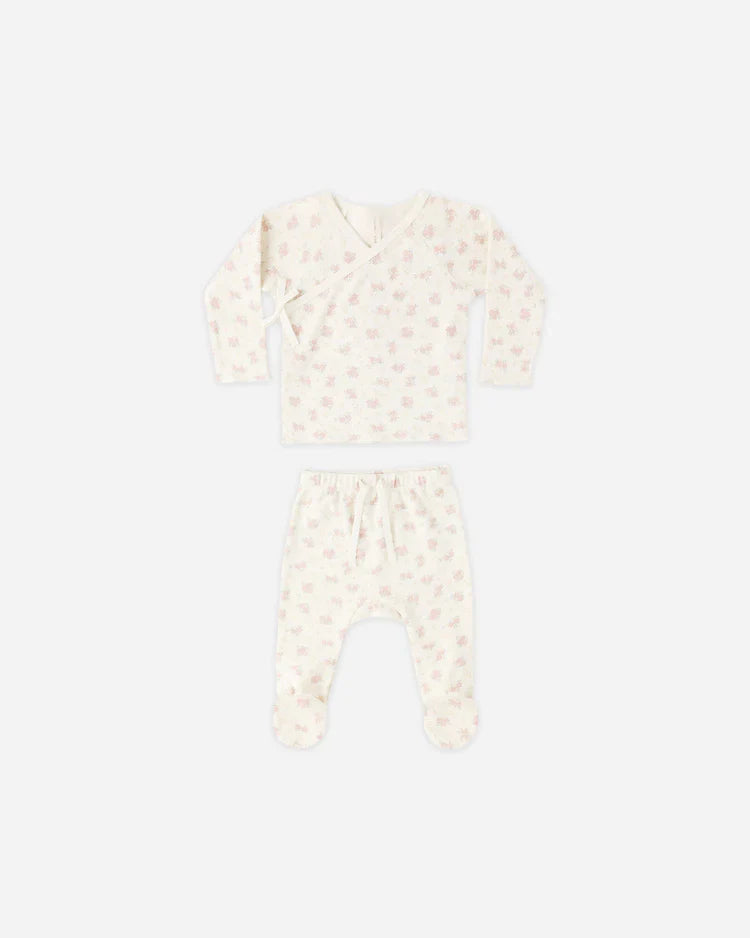 Wrap Top + Footed Pant Set | Flower Field | Quincy Mae