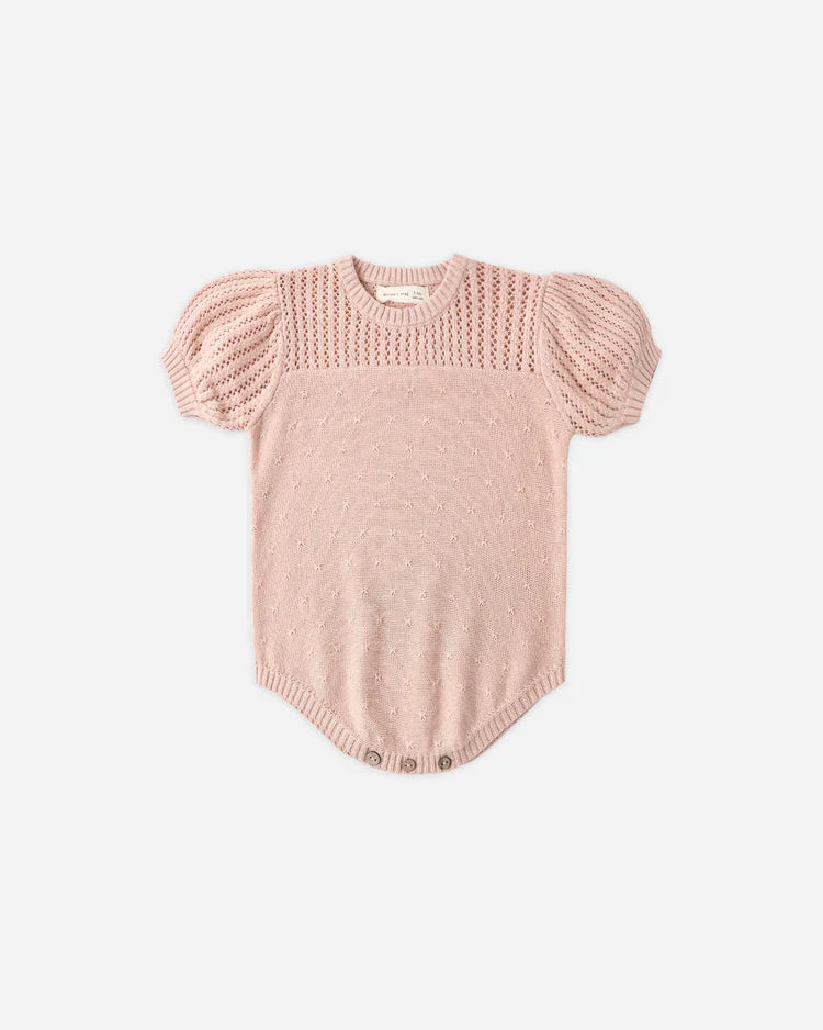 Pointelle Knit Romper | Melon | Quincy Mae