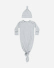 Knotted Baby Gown + Hat | Dusty Blue | Quincy Mae