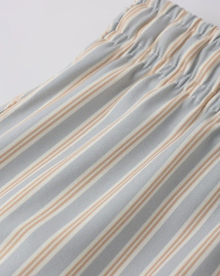 Boys Swim Short | Blue + Butterscotch Stripe | Quincy Mae