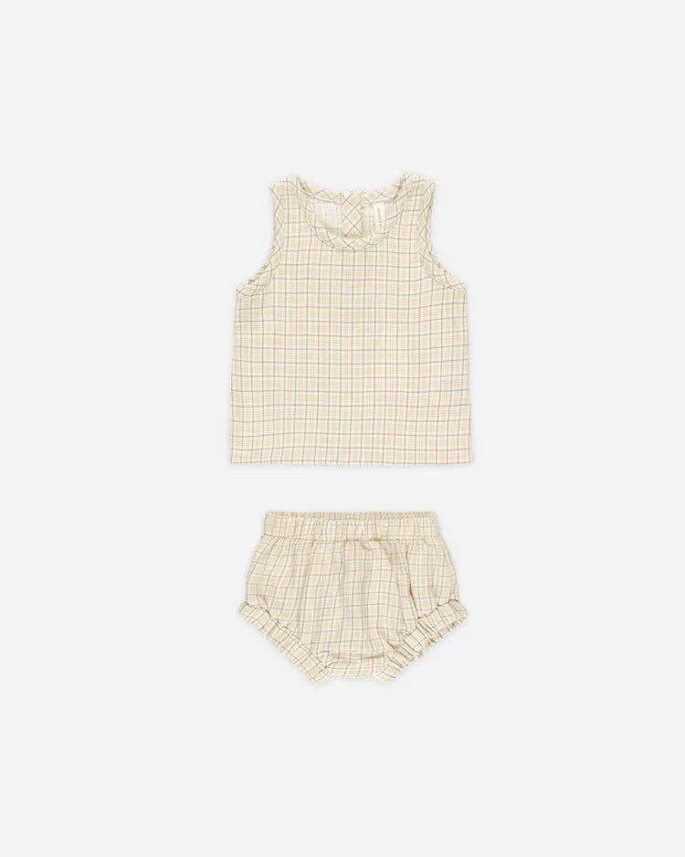 Woven Tank + Short Set | Yellow Plaid  | Quincy Mae