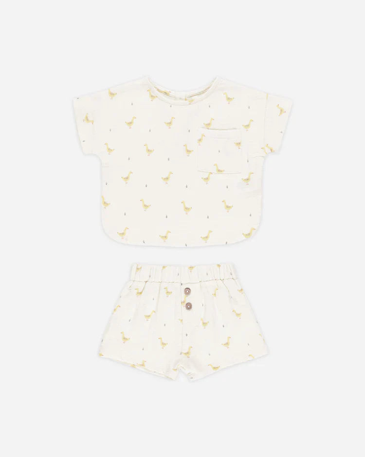 Woven Boxy Top + Short Set | Geese | Quincy Mae