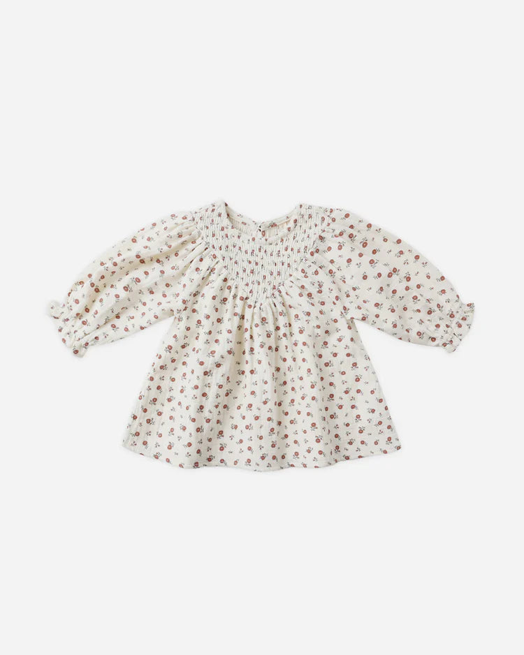 V Smocked Dress | Winter Ditsy | Quincy Mae
