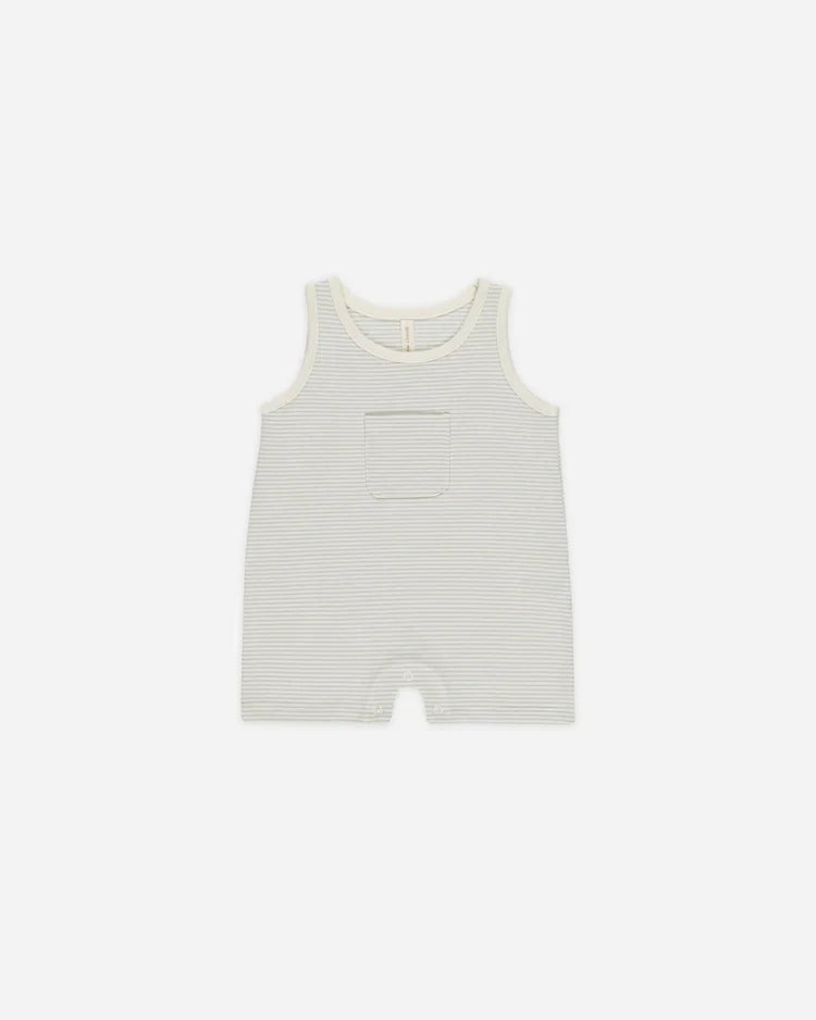 Sleeveless One-Piece | Sky Micro Stripe | Quincy Mae