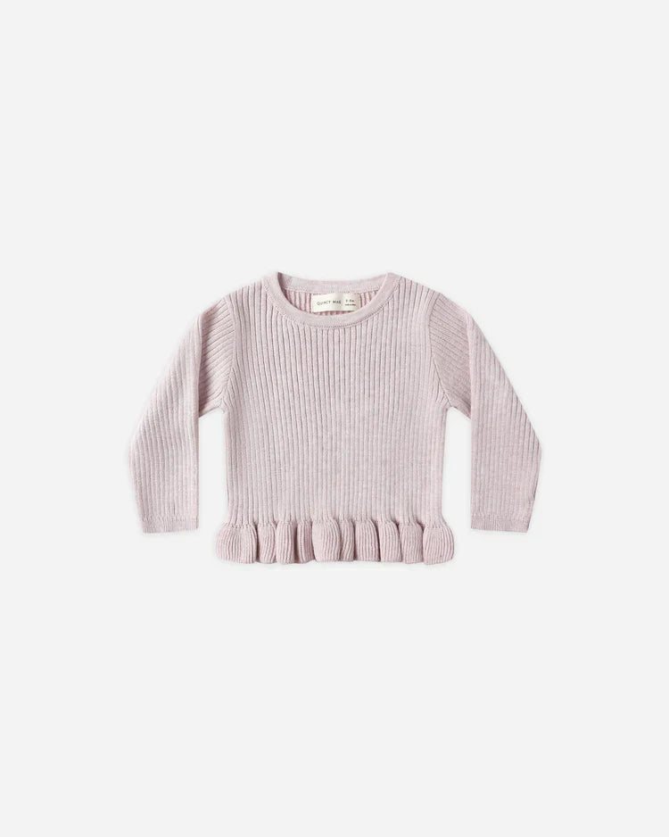 Rib Knit Peplum Top | Lilac | Quincy Mae
