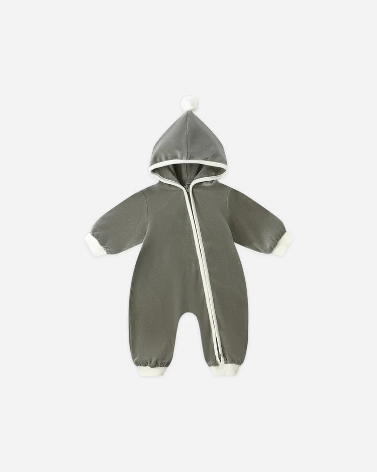 Velour Zip Jumpsuit | Forest | Quincy Mae