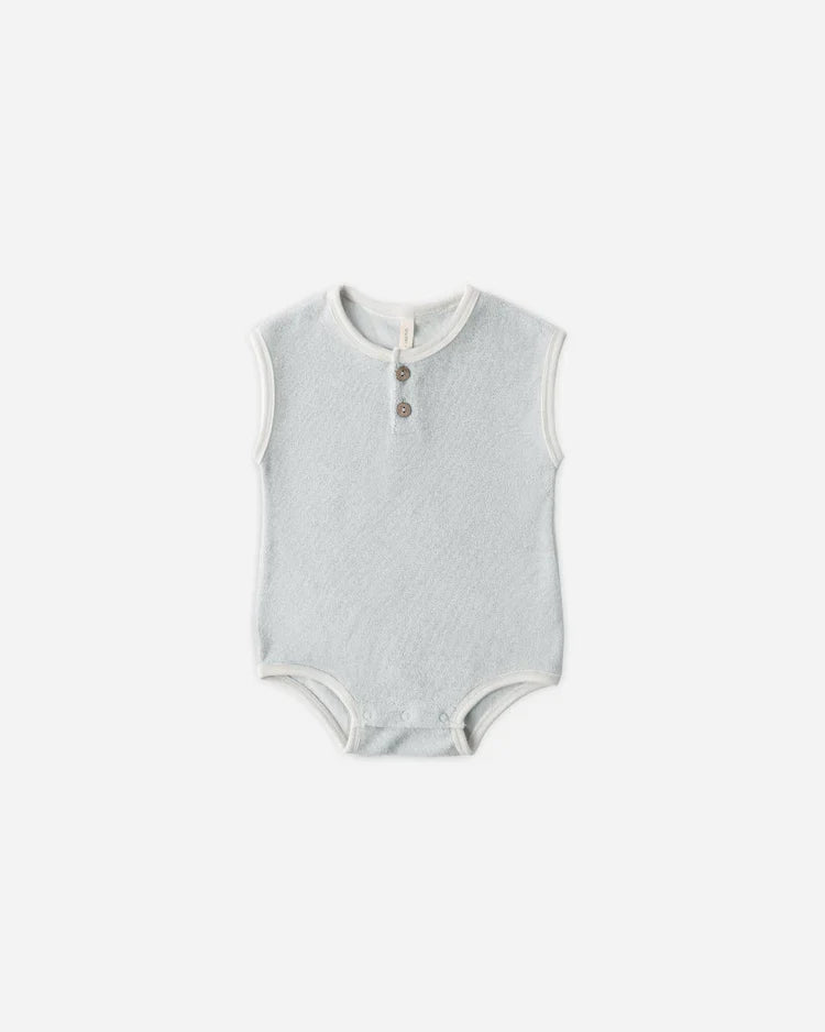 Terry Cloth Romper | Sky | Quincy Mae