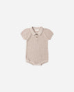 Knit Polo Romper | Heathered Latte | Quincy Mae