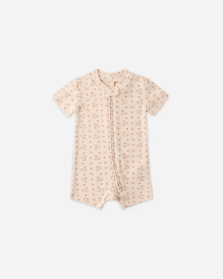 Zip Short Sleeve Sleeper | Strawberries | Quincy Mae