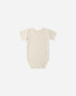 Short Sleeve Waffle Bodysuit | Mauve Ditsy | Quincy Mae
