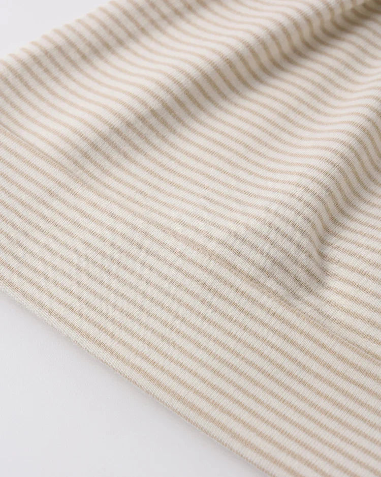 Knotted Baby Hat | Oat Micro Stripe | Quincy Mae
