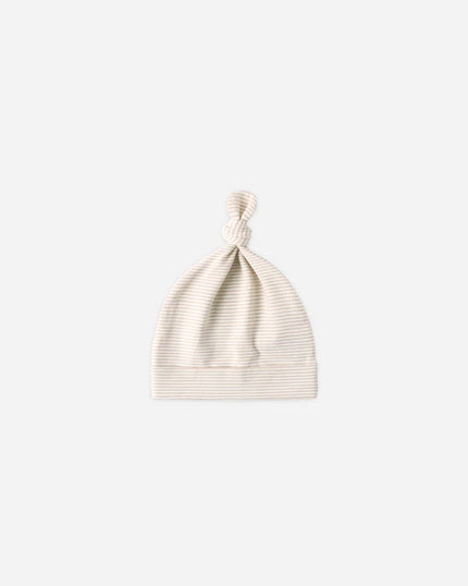 Knotted Baby Hat | Oat Micro Stripe | Quincy Mae