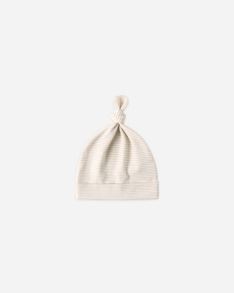 Knotted Baby Hat | Oat Micro Stripe | Quincy Mae