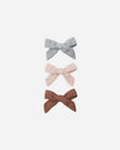 Bow W. Clip, Set Of 3 | Sky, Blush, Poppy | Quincy Mae