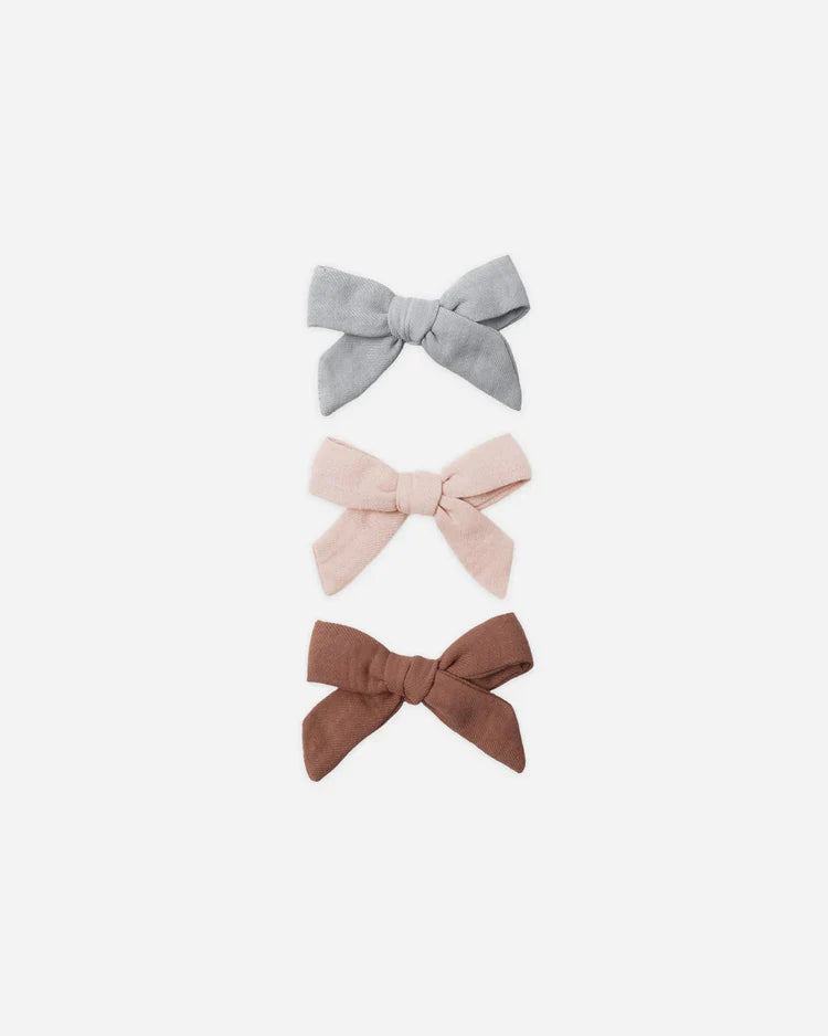Bow W. Clip, Set Of 3 | Sky, Blush, Poppy | Quincy Mae