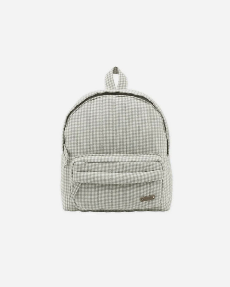 Mini Backpack| Sage Gingham | Quincy Mae