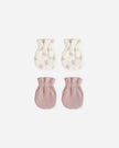 No Scratch Mittens Set | Mauve, Flower Field | Quincy Mae