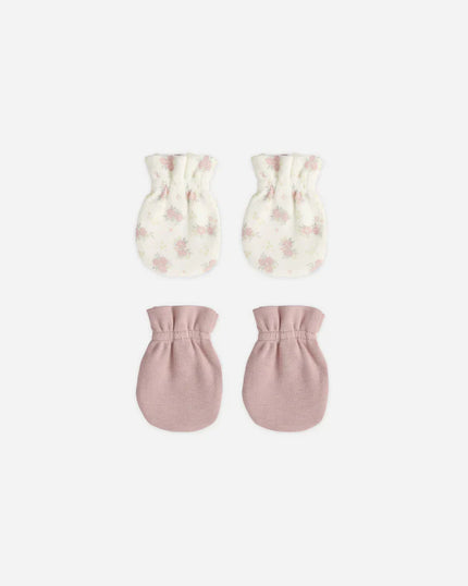 No Scratch Mittens Set | Mauve, Flower Field | Quincy Mae