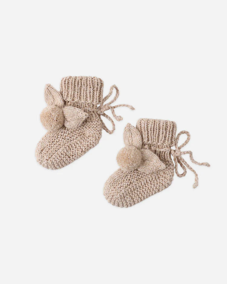 Bunny Knit Booties | Heathered Latte | Quincy Mae