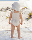 Smocked One-Piece Swimsuit | Blue + Butterscotch Stripe | Quincy Mae
