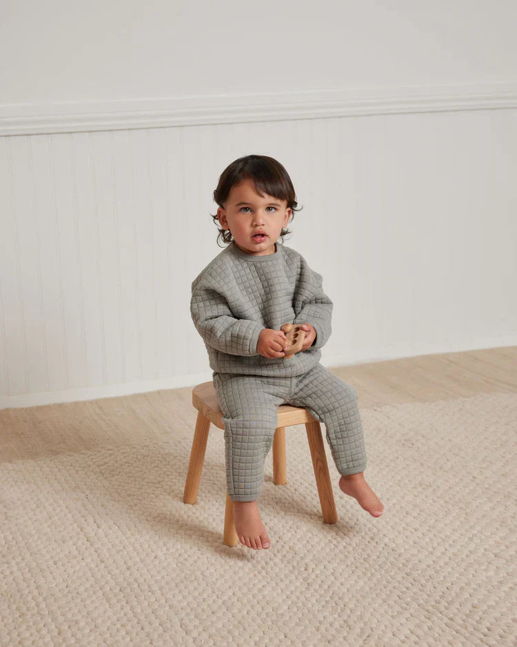 Quilted Sweater + Pant Set | Quincy Mae | Dusty Blue