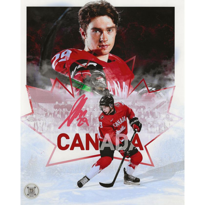 Jack Quinn Autographed Team Canada 2021 World Juniors Artwork 8x10 Photo