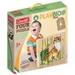 Quercetti - Play Bio - Wooden Puzzles - Endangered Animals - 4 Pz