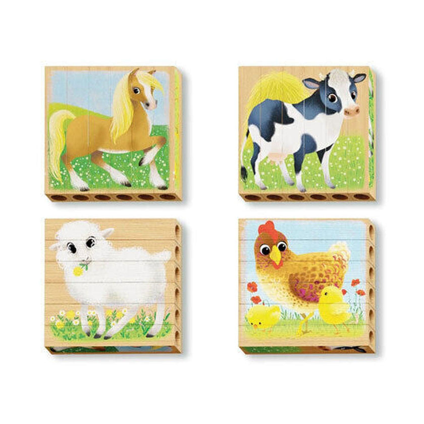 Quercetti - Play Bio - Wooden Puzzles - Farm Animals - 4 Pz