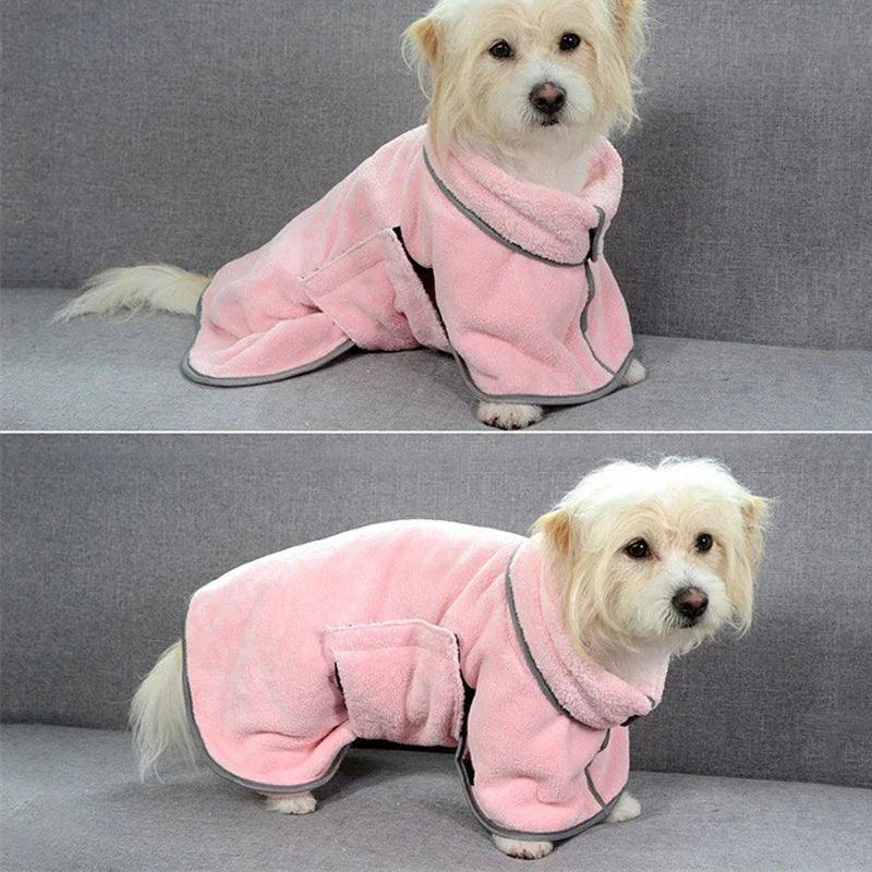 Microfiber Dog Bathrobe & Pet Drying Towel – Blue, Pink & Green | XS–M