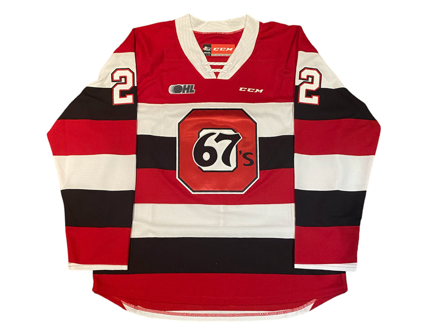 Jack Quinn Autographed Ottawa 67's Home CCM Replica Jersey