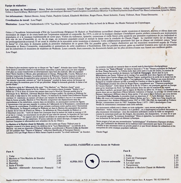 Rémy Dubois, Claude Flagel, Claudine Goche, Dany Malempré, Bernard Vanderheijden, Béatrice & Jean-Pierre Van Hees / Maclotes, Passepîds Et Autres Danses de Wallonie - LP Used