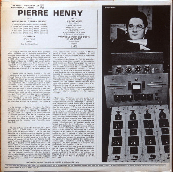 Pierre Henry & Michel Colombier  Les Jerks Électroniques De La Messe Pour Le Temps Présent Et Musiques Concrètes Pour Maurice Béjart - LP USED