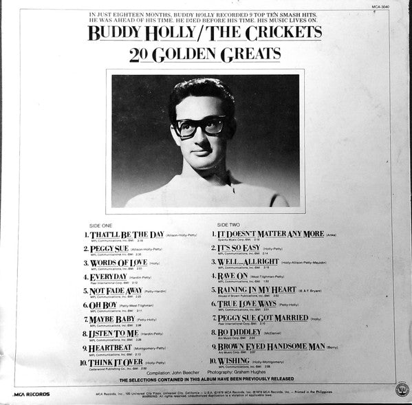 Buddy Holly + The Crickets / 20 Golden Greats - LP USED