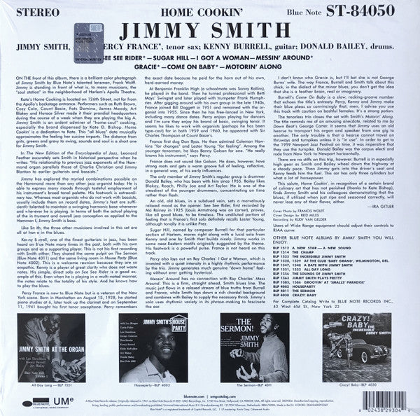 The Incredible Jimmy Smith W/ Percy France / Kenny Burrell / Donald Bailey / Home Cookin' - LP
